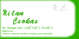 milan csokas business card